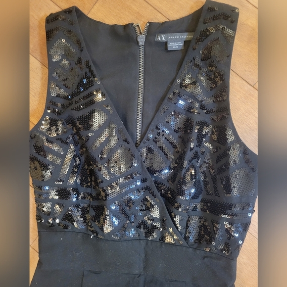 Armani Exchange AX Black Sequin Petite Bodycon Dress - Picture 2 of 5